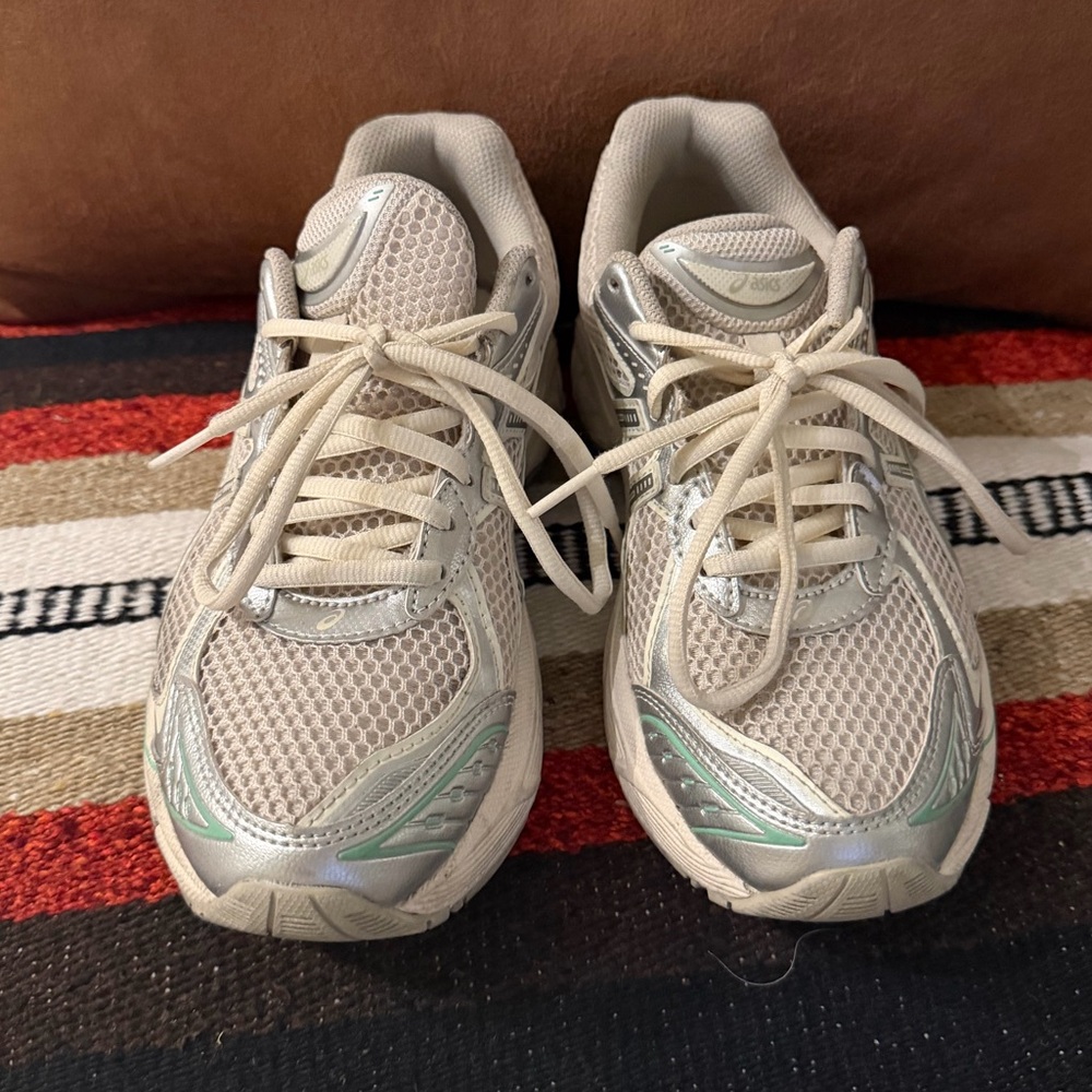 Asics Beige and Silver Sneakers